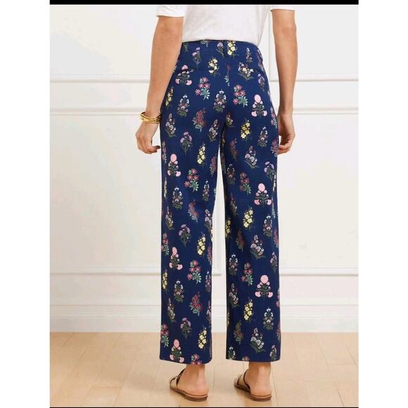 Talbots Wide Ankle Twill Pants Floral Radiance Sz 6 Wide Leg Boho Career Preppy - Picture 1 of 7